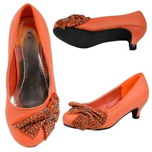 Girls Embellished Side Bow Dress Pumps CANDY-8